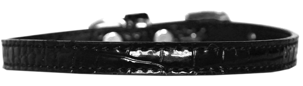 Omaha Plain Croc Dog Collar Black Size 12